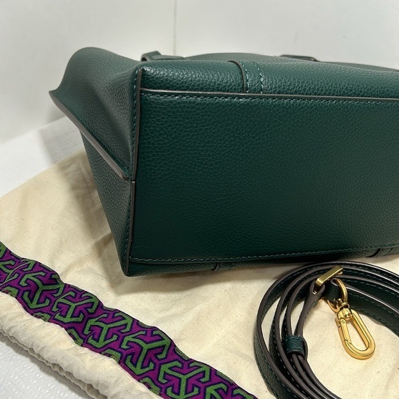 TORY BURCH Perry Small Leather Satchel Crossbody Shoulder Bag  Green - Picture 10 of 12